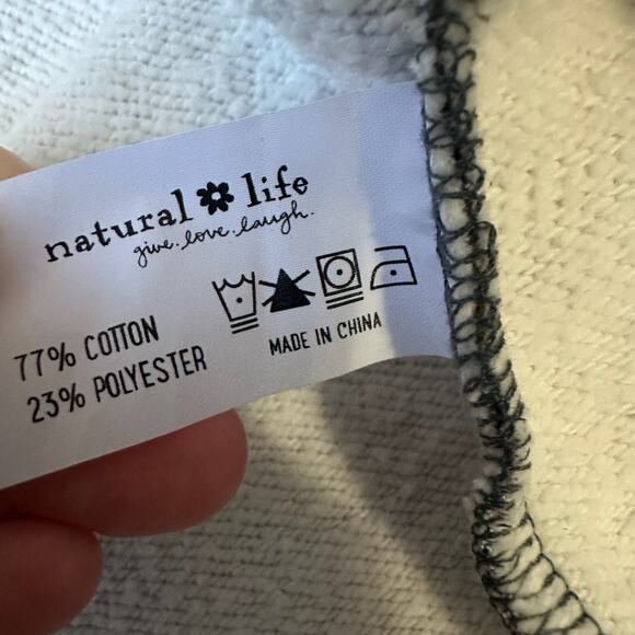 NATURAL LIFE Easy Does It Sweatshirt Blue Floral 1/2 Zip Pullover - Picture 8 of 10